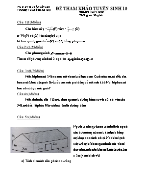 Đề tham khảo tuyển sinh Lớp 10 môn Toán - Năm học 2019-2020 - Trường THCS Tân An Hội